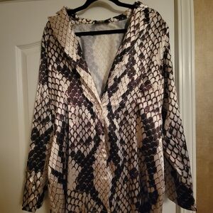 PrettyLittleThing Snake Print Dress - Black and Cream